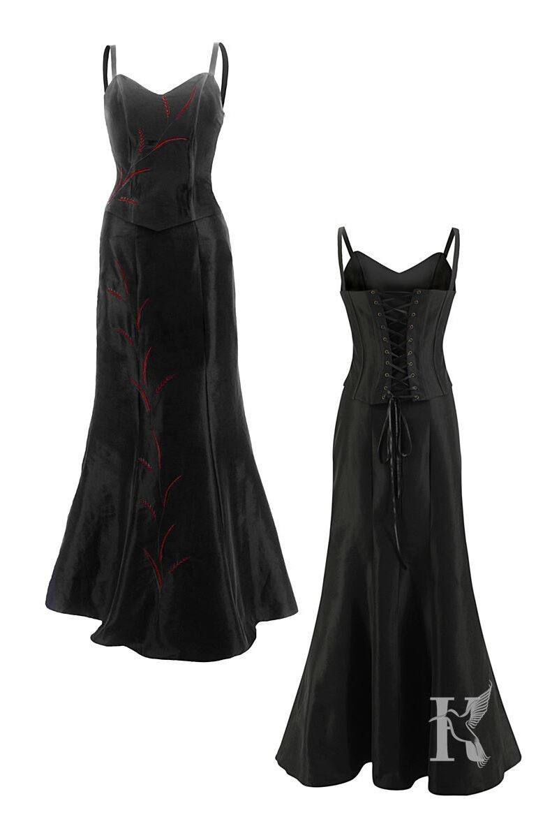 Packshot na niewidzialnym manekinie – czarna sukienka wieczorowa